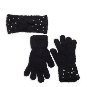 Vince Camuto 2 Piece faux Pearl headband and Glove Set